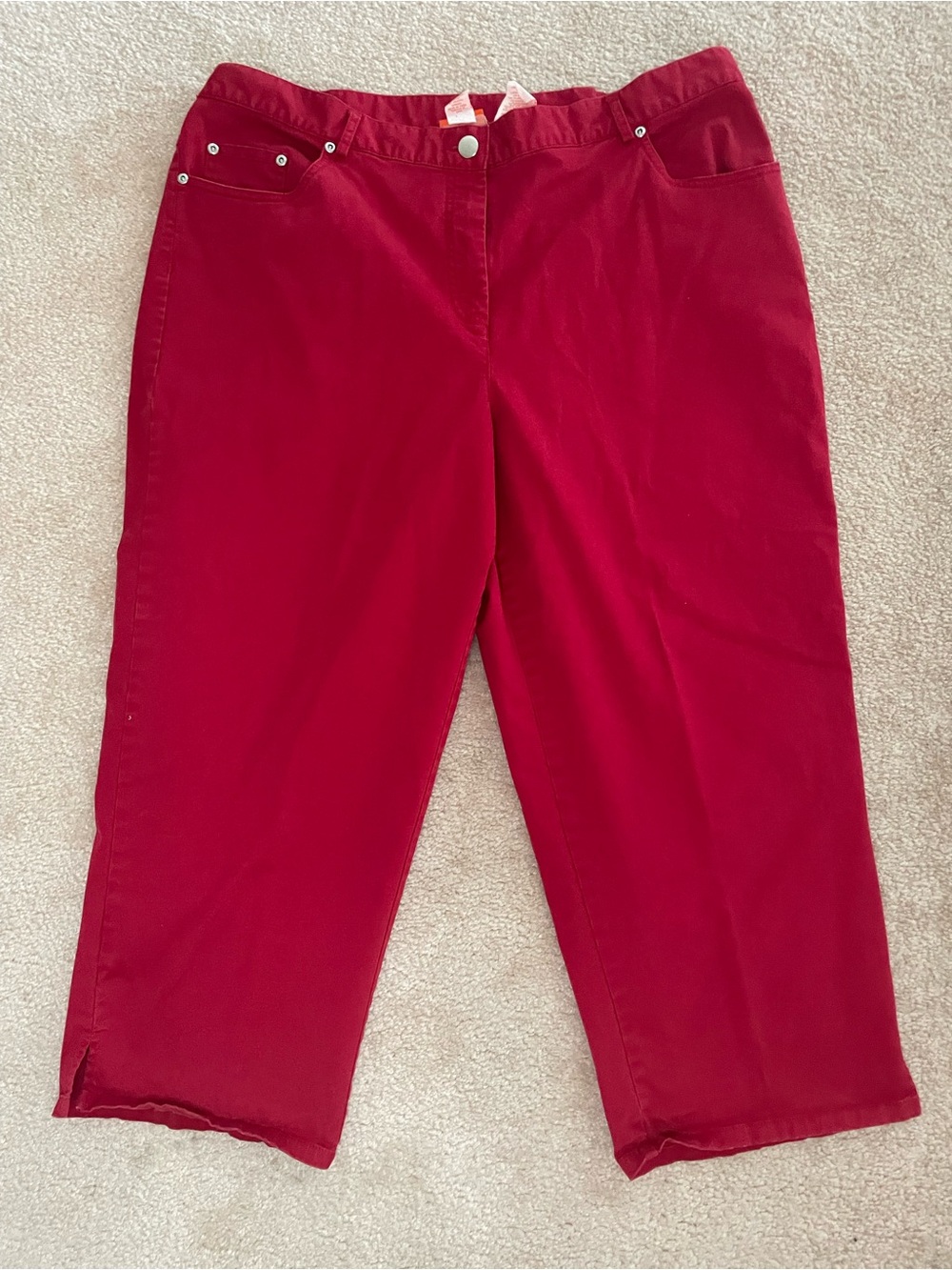 Hearts of Palm Red Capri Pants Rhinestone Pocket Accents 18W